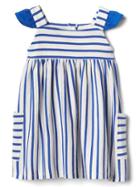 Gap Stripe Block Flutter Dress - Ivory Frost