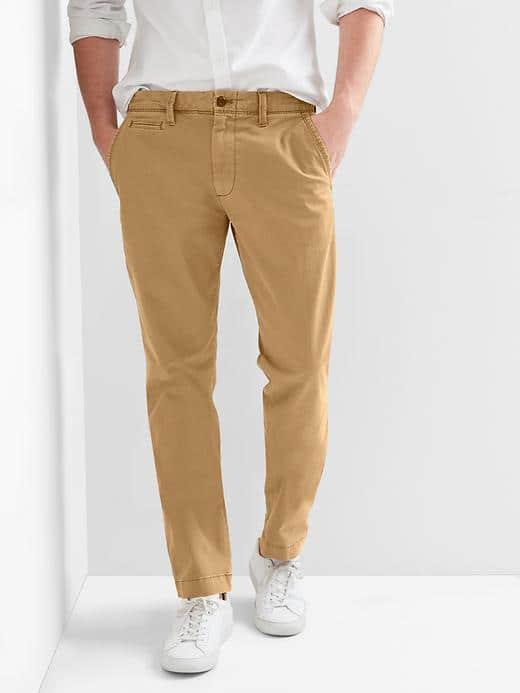 Gap Men Vintage Wash Slim Fit Khakis Stretch - Palomino Brown