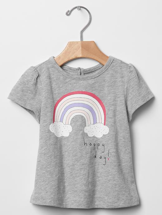 Gap Graphic Keyhole Tee - Medium Grey Heather