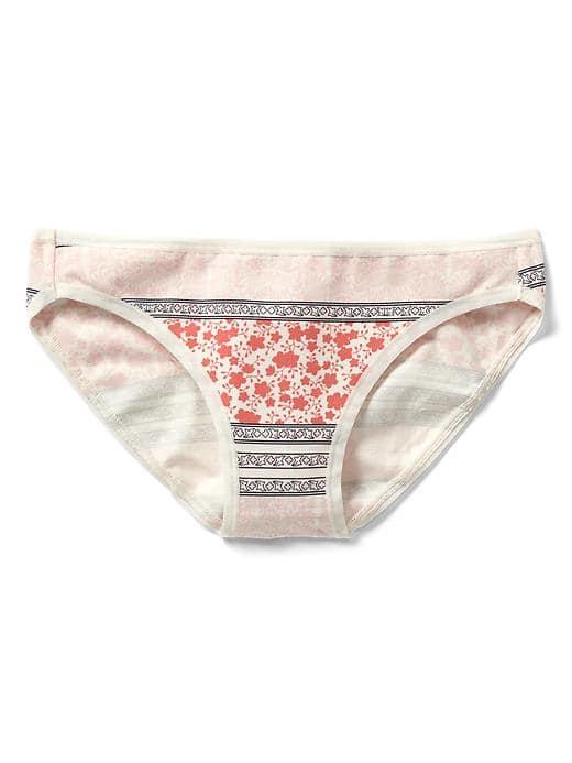 Gap Women Stretch Cotton Low Rise Bikini - Urban Border Print Red