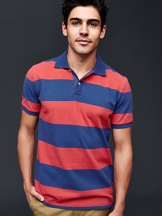 Gap Rugby Stripe Pique Polo - Red Stripe