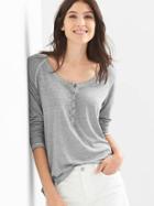 Gap Women Burnout Long Sleeve Henley - Storm Cloud