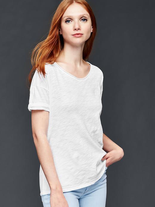 Gap Slub Roll Sleeve Tee - White