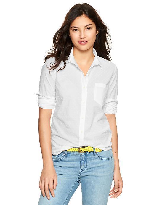 Gap Fitted Boyfriend Swiss Dot Shirt - White