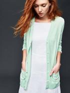 Gap Women Cotton Essential V Neck Cardigan - Light Green Heather