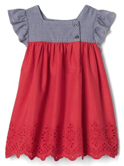Gap Eyelet Flutter Dress - Pepper Red
