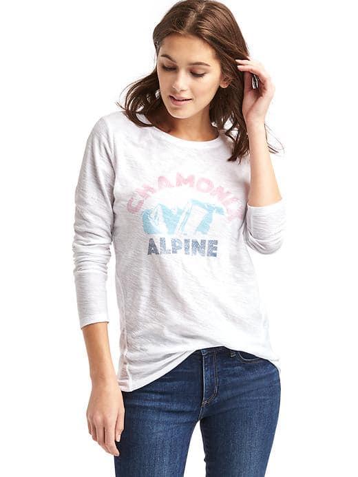 Gap Women Alpine Graphic Long Sleeve Slub Tee - White