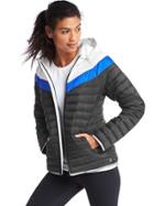 Gap Women Primaloft Chevron Zip Hooded Puffer Jacket - True Black