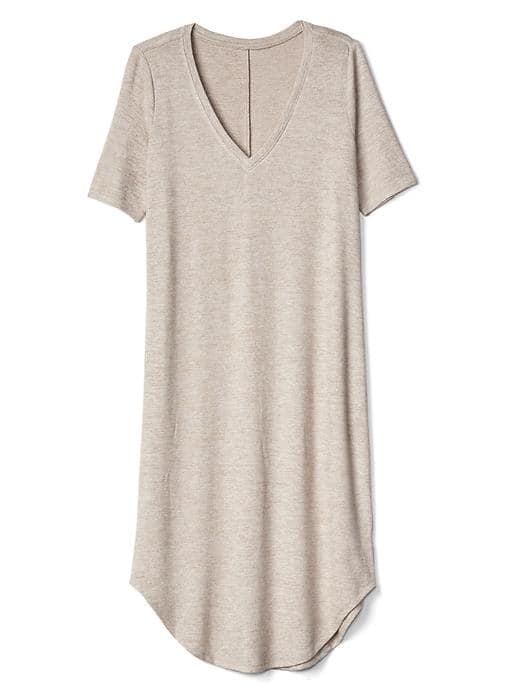 Gap Women Softspun Knit V Neck Midi Dress - Beachwood