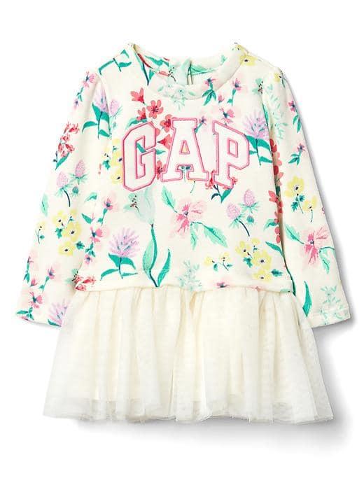 Gap Logo Floral Tutu Dress - Ivory Frost