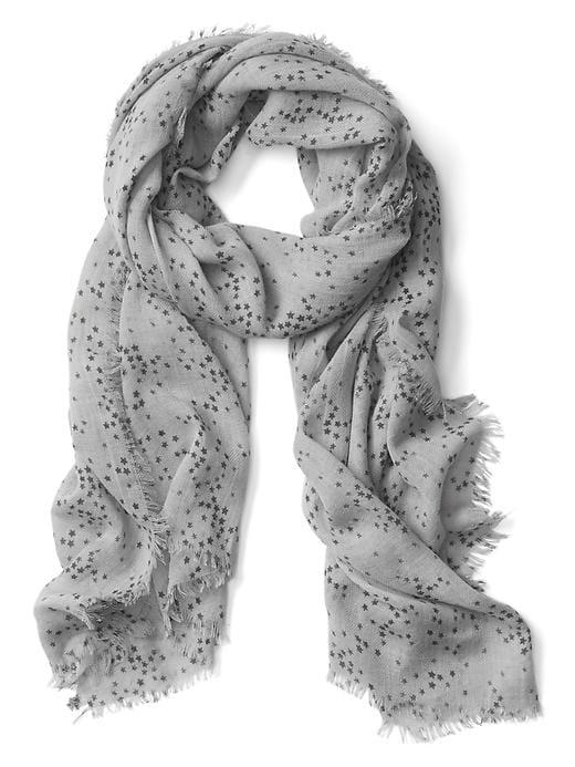 Gap Women Star Fringe Scarf - Grey Stars