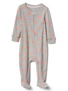 Gap Print Zip Footed One Piece - Light Heather Gray