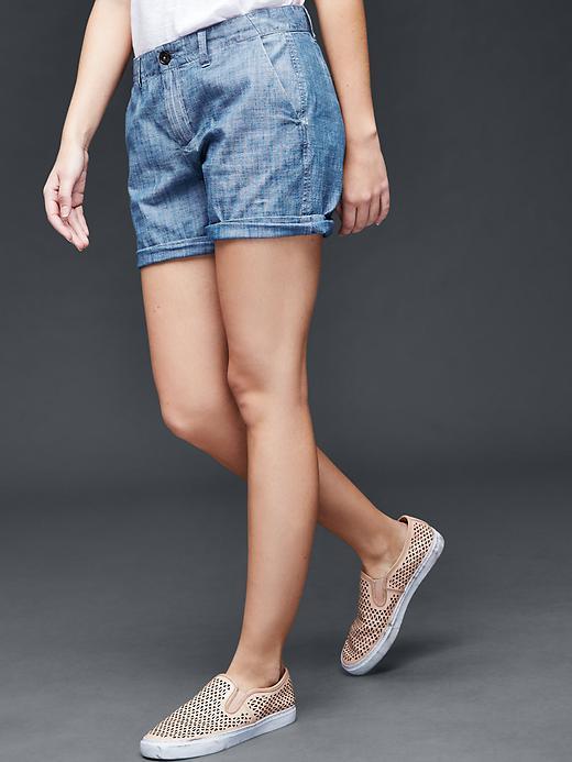 Gap Women Chambray Girlfriend Chino Shorts - Chambray Blue