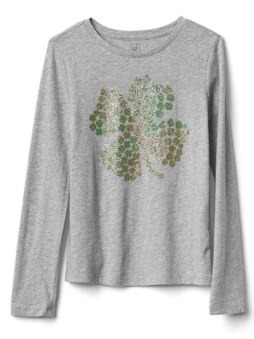 Gap Embellished Graphic Long Sleeve Tee - Light Heather Gray
