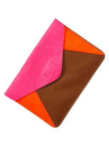 Gap Colorblock Leather Envelope Clutch - Neon Pink