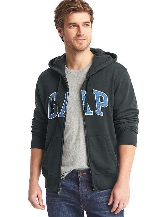 Gap Men French Terry Logo Zip Hoodie - Moonless Night