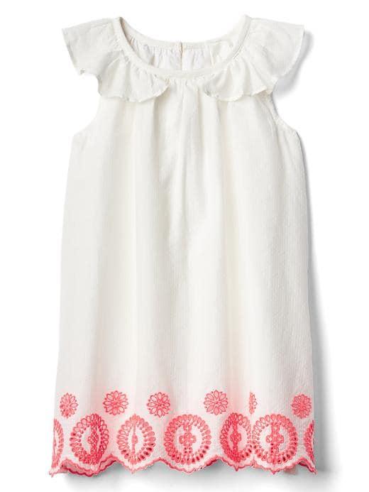 Gap Neon Eyelet Ruffle Dress - Off White