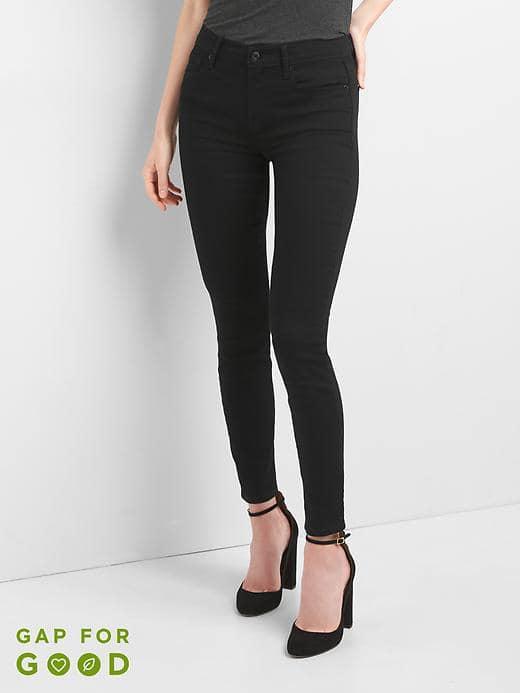 Gap Women Mid Rise Ever Black True Skinny Jeans - Black