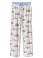 Gap Women Poplin Roll Sleep Pants - Cityscape Milk White
