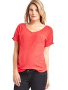 Gap Slub Roll Sleeve Tee - Red Tulip