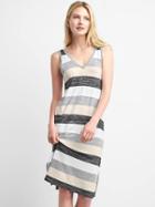 Gap Women Stripe Softspun V Neck Midi Dress - Bold Stripe White