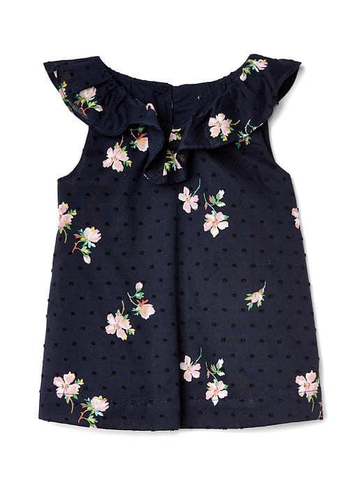 Gap Floral Swiss Dot Flutter Top - Navy Floral