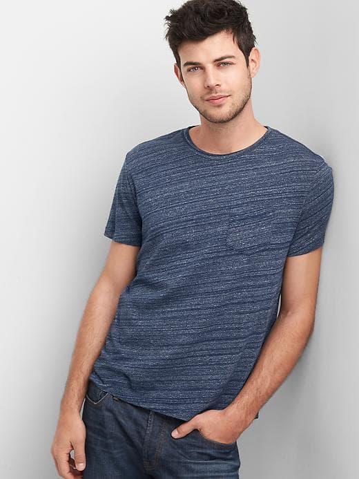 Gap Women Essential Spacedye Pocket Tee - Navy Space Dye