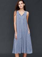 Gap Women Split Neck Midi Dress - Blue Print