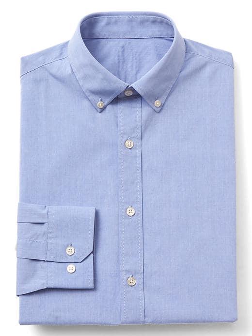 Gap Women Stretch Poplin Standard Fit Shirt - Blue