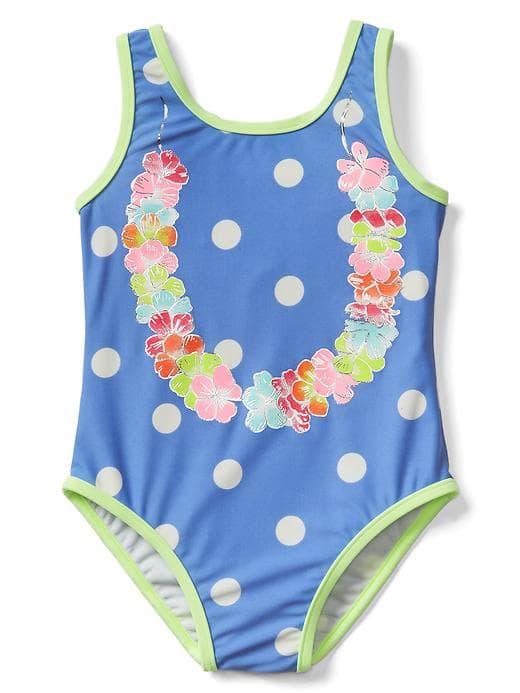 Gap Floral Lei Tank Swim One Piece - Dot Print