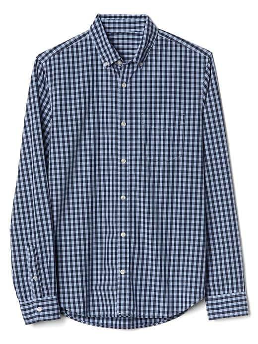 Gap Men Gingham Poplin Slim Fit Shirt - Sky Blue