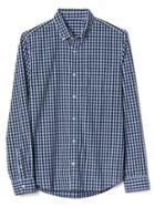 Gap Men Gingham Poplin Slim Fit Shirt - Sky Blue