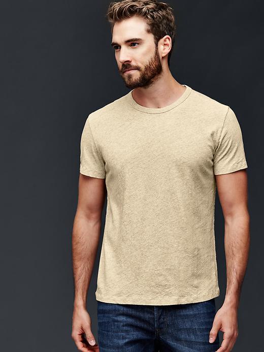 Gap Men Linen Cotton T Shirt - Oatmeal Heather
