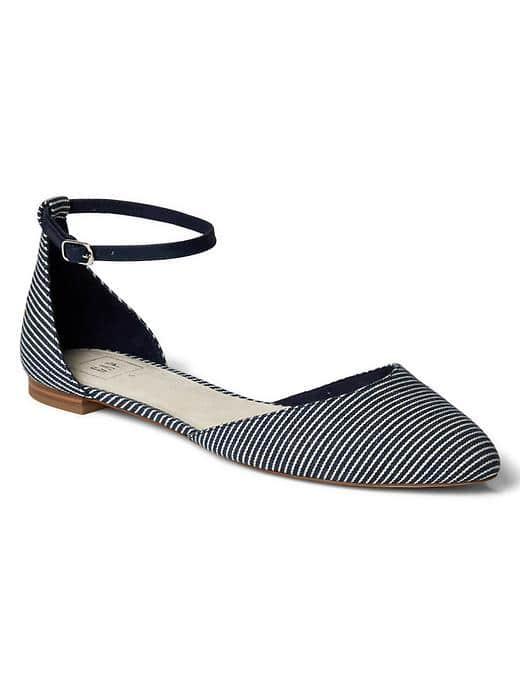 Gap Women Fabric Ankle Strap D'orsay Flats - Railroad Stripe