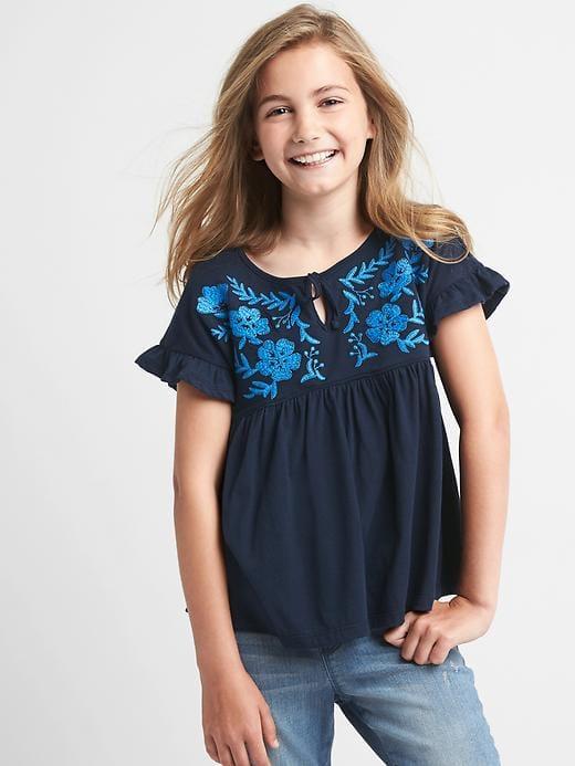 Gap Embroidery Ruffle Tee - Blue Galaxy