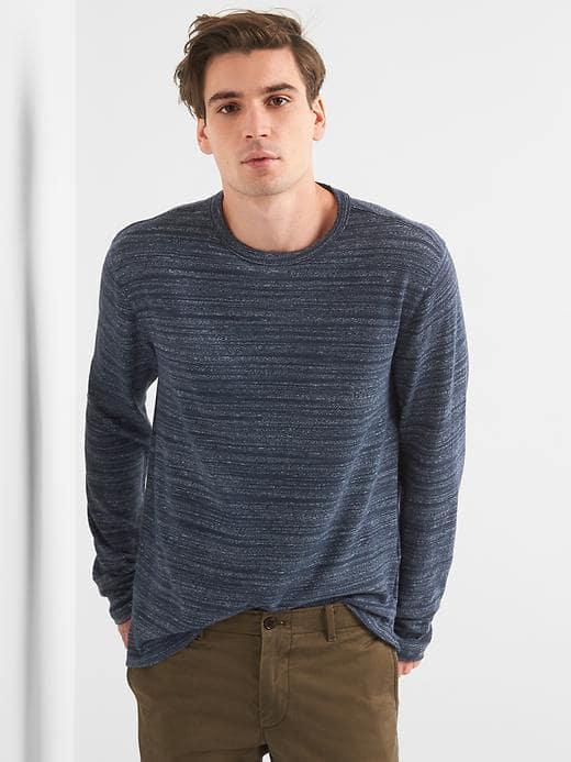 Gap Men Softspun Long Sleeve Crewneck Tee - Navy