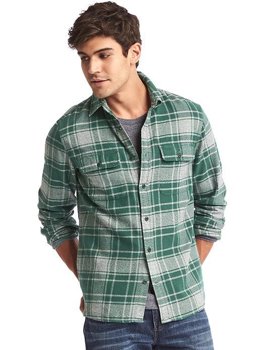 Gap Men Jaspe Plaid Standard Fit Shirt - Deep Hunter