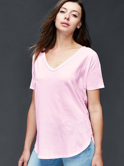 Gap Vintage Wash Double V Neck Tee - New Babe Pink