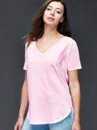 Gap Vintage Wash Double V Neck Tee - New Babe Pink