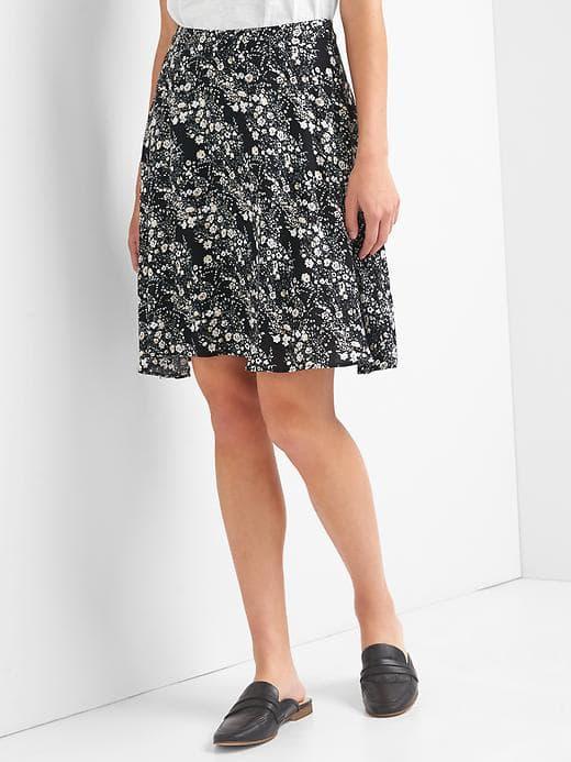 Gap Women Floral Swing Skirt - Black Floral