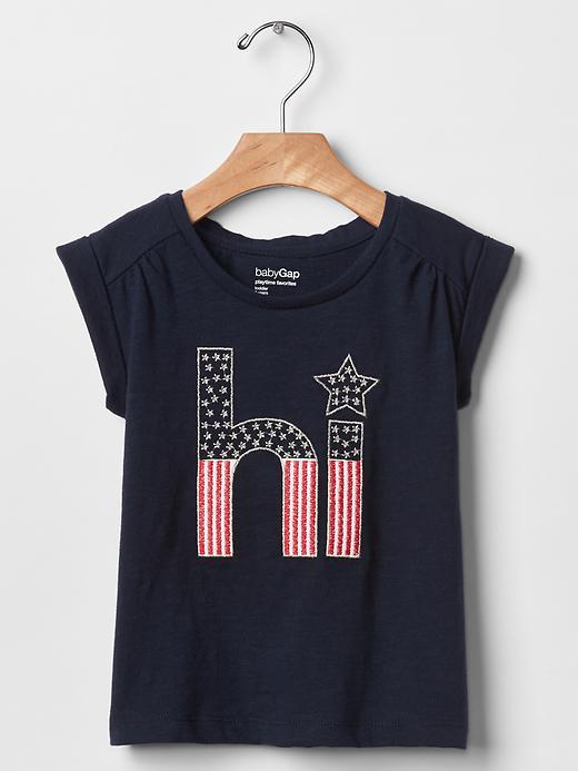 Gap Embellished Graphic Shirred Tee - Blue Galaxy
