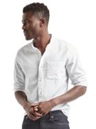 Gap Men Oxford Band Collar Standard Fit Shirt - White