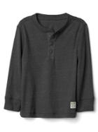 Gap Logo Long Sleeve Henley - Dark Charcoal