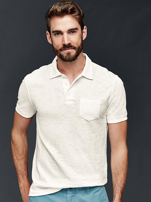 Gap Men Slub Jersey Polo - New Off White
