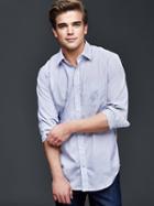 Gap Men Wrinkle Resistant Pinstripe Standard Fit Shirt - Imperial Blue