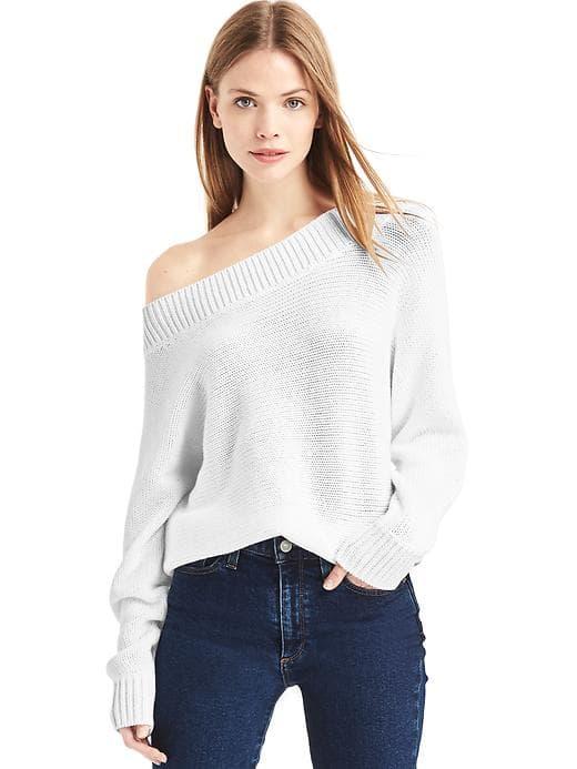 Gap Women Relaxed Open Neck Sweater - Optic White