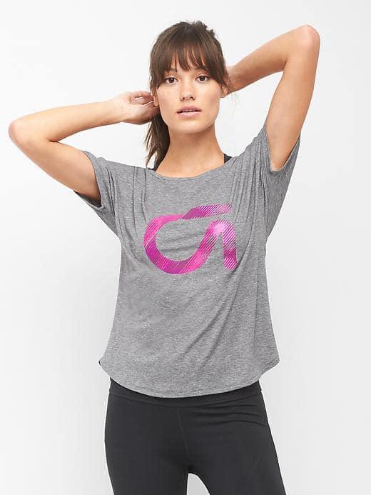 Gap Women Breathe Logo Tee - Heather Grey