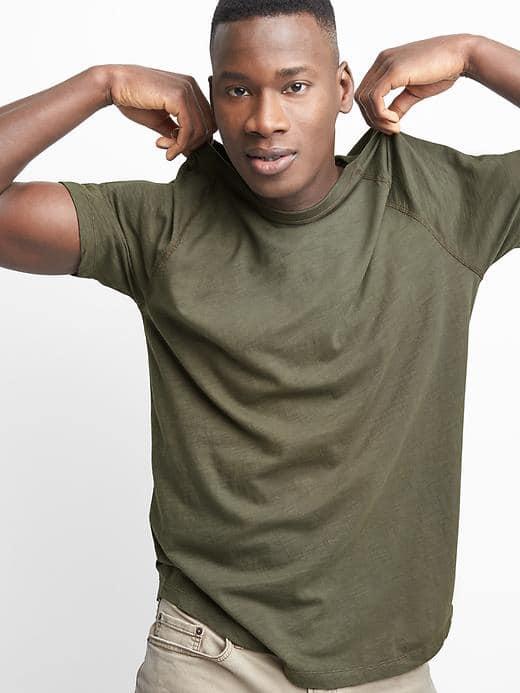 Gap Men Slub Jersey Crewneck Tee - Black Moss