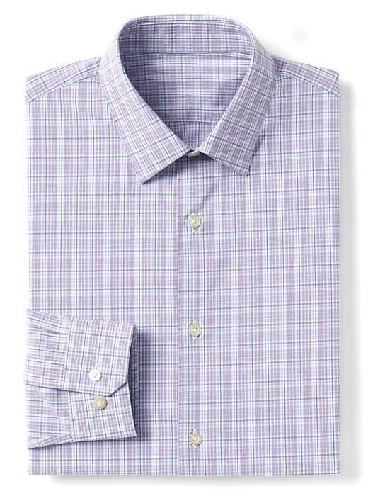 Gap Men Poplin Plaid Slim Fit Shirt - Lavendar