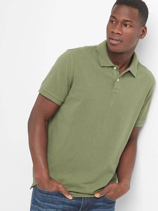 Gap Women Solid Pique Polo - Desert Cactus